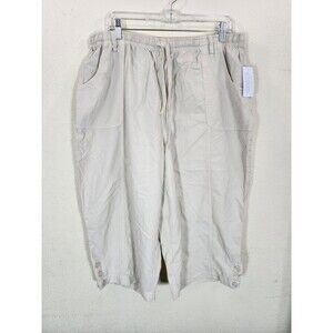 Karen Scott Plus Size 2X NWT Capri Pants Stonewall Beige Cotton Comfort Waist